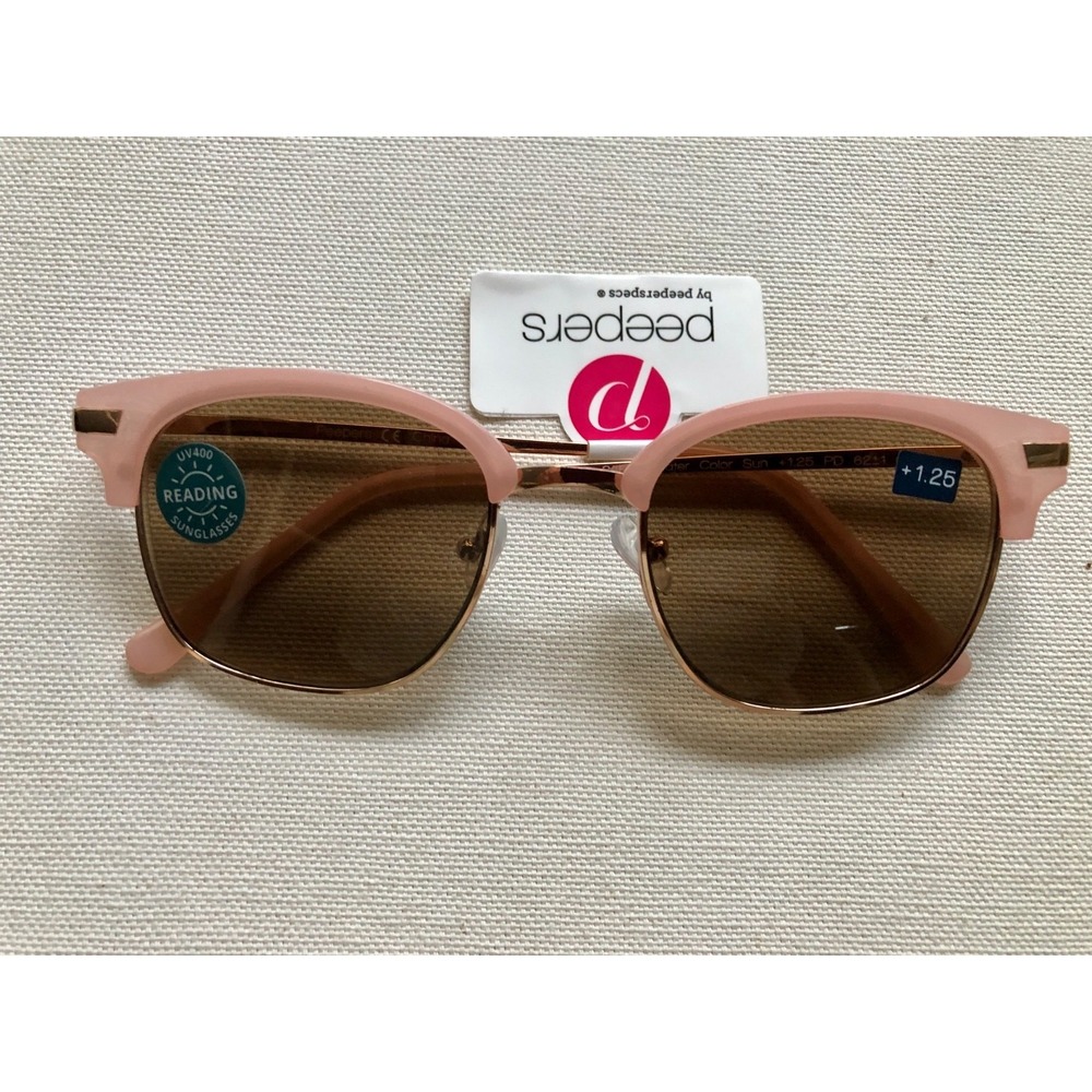 NEW Peepers Wayfarer Pink Sun Reading Glasses + 1.25